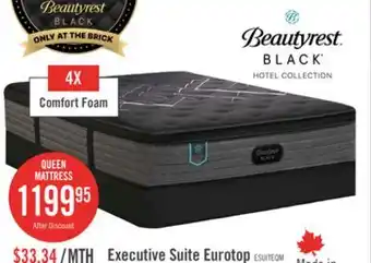 The Brick Beautyrest Black Hotel Executive Suite Eurotop Firm Queen Mattress offer
