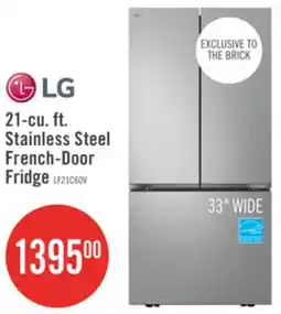 The Brick LG 33 21 Cu. Ft. French 3-Door Refrigerator – Prime Silver - LF21C6000V offer