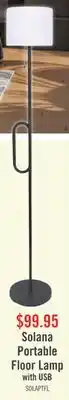 The Brick Solana 64 Modern Metal Acrylic Portable Indoor/Outdoor Floor Lamp with USB Port - Black offer