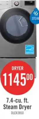 The Brick LG 7.4 Cu. Ft. Smart Electric Dryer with Steam - Graphite Steel - Stackable - DLEX3850V offer