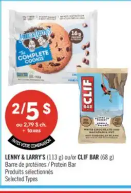 Pharmaprix LENNY & LARRY'S (113 g) or CLIF BAR (68 g) Protein Bar offer