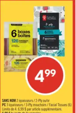 Pharmaprix NO NAME 2-Ply or PC 3-Ply Facial Tissues offer
