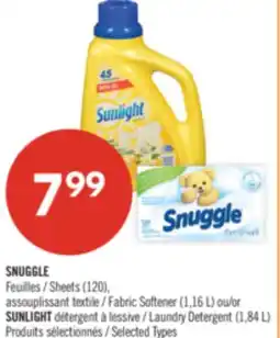 Pharmaprix Snuggle Sheets, 120, Fabric Softener, 1.16 L or Sunlight Laundry Detergent, 1.84 L offer