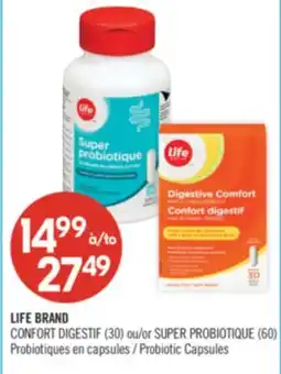 Pharmaprix LIFE BRAND CONFORT DIGESTIF (30) or SUPER PROBIOTIQUE (60) Probiotic Capsules offer