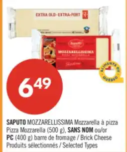 Pharmaprix Saputo Mozzarellissima Pizza Mozzarella, 500 g, Sans Nom or PC Brick Cheese, 400 g offer