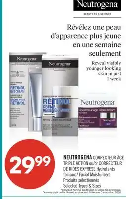 Pharmaprix NEUTROGENA CORRECTEUR ÂGE TRIPLE ACTION or CORRECTEUR DE RIDES EXPRESS Facial Moisturizers offer