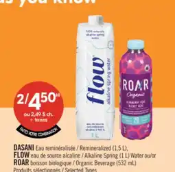 Pharmaprix AISON Remineralized (1,5 L), FLOW Alkaline Spring (1 L) Water or ROAR Organic Beverage (532 mL) offer