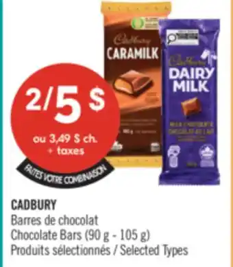 Pharmaprix CADBURY Chocolate Bars offer