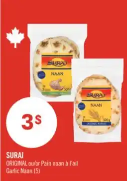 Pharmaprix SURAJ ORIGINAL or Pain naan à l'ail Garlic Naan offer