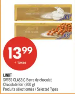 Pharmaprix LINDT SWISS CLASSIC Chocolate Bar offer
