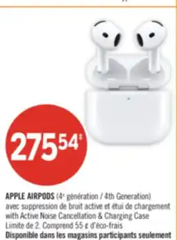 Pharmaprix APPLE AIRPODS (4th Generation) with Active Noise Cancellation & Charging Case offer