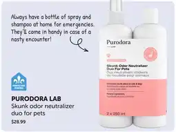 Mondou PURODORA LAB Skunk odor neutralizer duo for pets offer