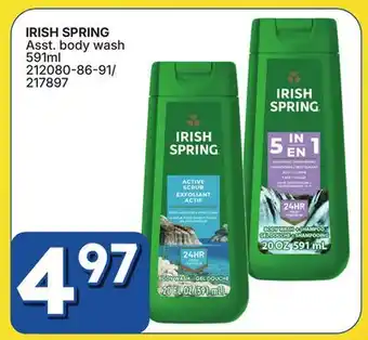 Rossy IRISH SPRING Asst. body wash offer