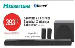 The Brick HISENSE HS5100 5.1 Channel 540W Soundbar with Wireless Subwoofer & Rear Speakers offer