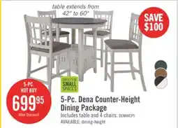 The Brick Dena 5pc Counter-Height Dining Set with Table & Chairs, 42-60W Extension, Round - Dove Grey offer