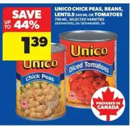 Real Canadian Superstore Unico Chick Peas, Beans, Lentils, or Tomatoes offer