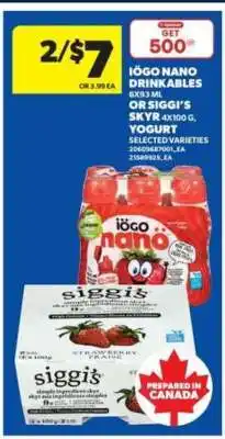 Real Canadian Superstore IÖGO Nano Drinkables or Siggi's Skyr Yogurt offer