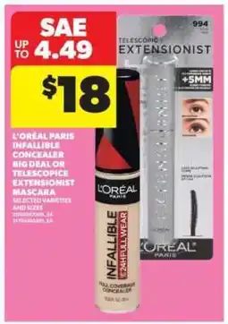 Real Canadian Superstore L'Oréal Paris Infallible Concealer or Telescopic Extensionist Mascara offer