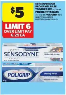 Real Canadian Superstore Sensodyne or Pronamel Base Toothpaste, Polident Tablets, or Poligrip offer