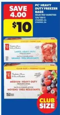 Real Canadian Superstore PC Heavy Duty Freezer Bags offer