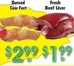 Danforth Food Market Burned Cow Feet, Fresh Beef Liver offer