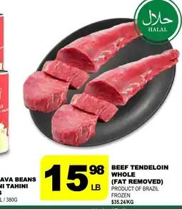 Shaganappi Mediterranean Market Beef tendeloin whole fat removed offer