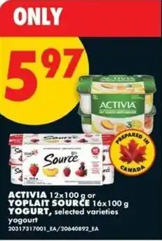 No Frills Activia or yoplait source yogurt offer