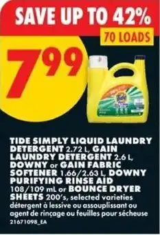 No Frills Tide simply liquid laundry detergent offer