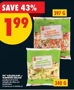 No Frills PC coleslaw or garden salad offer
