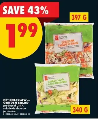 No Frills PC coleslaw or garden salad offer