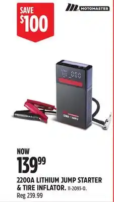 Canadian Tire 2200A LITHIUM JUMP STARTER & TIRE INFLATOR offer