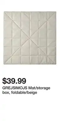 IKEA GREJSIMOJS Mat/storage box, foldable/beige offer