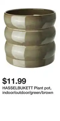 IKEA HASSELBUKETT Plant pot, indoor/outdoor/green/brown offer