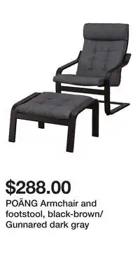 IKEA POÄNG Armchair and footstool, black-brown/Gunnared dark gray offer