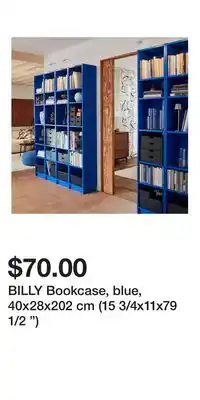 IKEA BILLY Bookcase, blue, 40x28x202 cm (15 3/4x11x79 1/2 ) offer