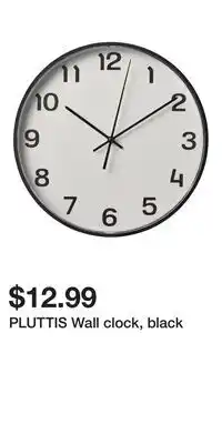 IKEA PLUTTIS Wall clock, black offer