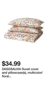 IKEA DAGGSALVIA Duvet cover and pillowcase(s), multicolor/floral pattern, Full/Queen (Double/Queen) offer