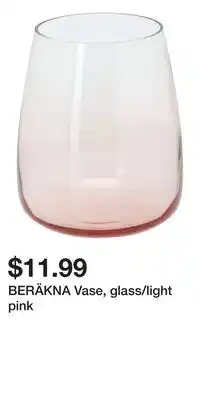 IKEA BERÄKNA Vase, glass/light pink offer