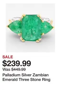 TSC Stores Palladium Silver Zambian Emerald Three Stone Ring offer