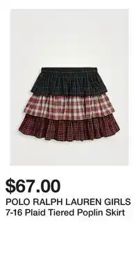 Holt Renfrew POLO RALPH LAUREN GIRLS 7-16 Plaid Tiered Poplin Skirt offer