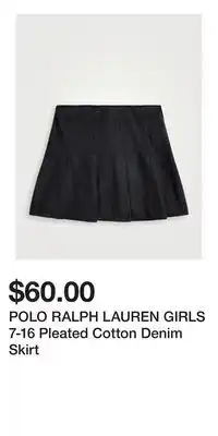 Holt Renfrew POLO RALPH LAUREN GIRLS 7-16 Pleated Cotton Denim Skirt offer