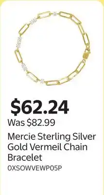 Walmart Mercie Sterling Silver Gold Vermeil Chain Bracelet offer
