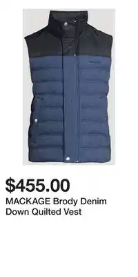 Holt Renfrew MACKAGE Brody Denim Down Quilted Vest offer
