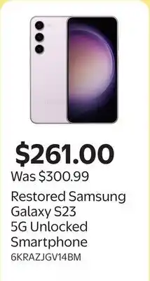 Walmart Restored Samsung Galaxy S23 5G Unlocked Smartphone offer