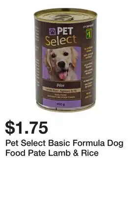 Dollarama Pet Select Basic Formula Dog Food Pate Lamb & Rice offer