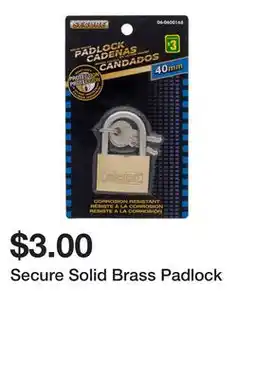 Dollarama Secure Solid Brass Padlock offer