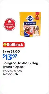 Walmart Pedigree Dentastix Dog Treats offer