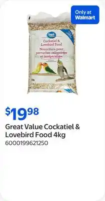 Walmart Great Value Cockatiel & Lovebird Food offer
