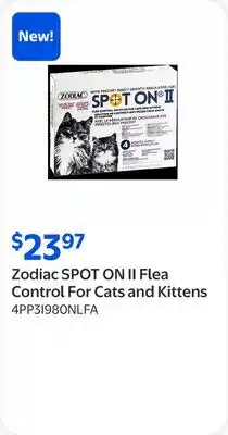 Walmart Zodiac SPOT ON II Flea Control For Cats and Kittens offer