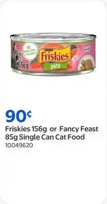 Walmart Friskies 156g or Fancy Feast 85g Single Can Cat Food offer